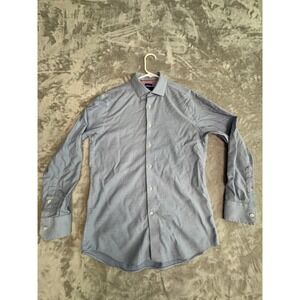 Egara Non Iron Slim Fit Blue Check Dress Shirt Medium Mens